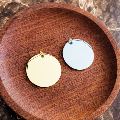 30mm Disc Pendant (Silver or Gold), 5 Pieces Total, Metal Blank #142