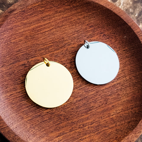 30mm Disc Pendant (Silver or Gold), 5 Pieces Total, Metal Blank #142