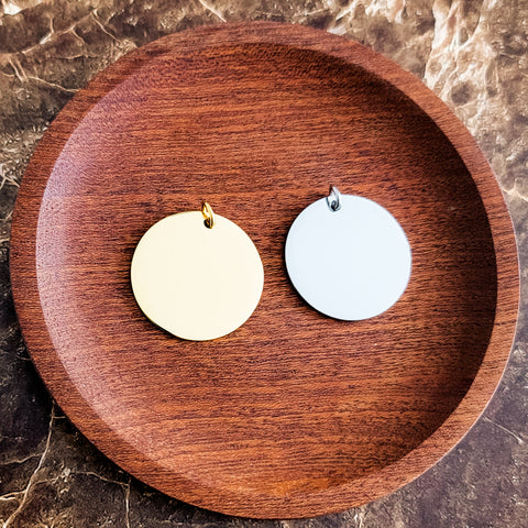 30mm Disc Pendant (Silver or Gold), 5 Pieces Total, Metal Blank #142