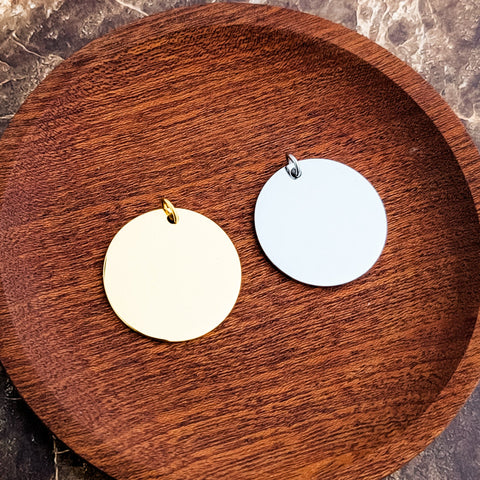 30mm Disc Pendant (Silver or Gold), 5 Pieces Total, Metal Blank #142