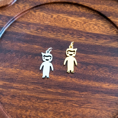 Boy Charms with Attached Jump Rings (Silver or Gold), 5 Total, Metal Blank #146