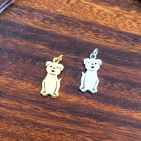 Dog Charms with Attached Jump Rings (Silver or Gold), 5 Total, Metal Blank #148