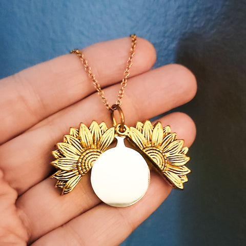 Sunflower Reveal Necklace (Silver or Gold), 1 Total, Metal Blank #153