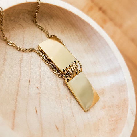Mini Notebook Necklace (Silver or Gold), 1 Total, Metal Blank #152