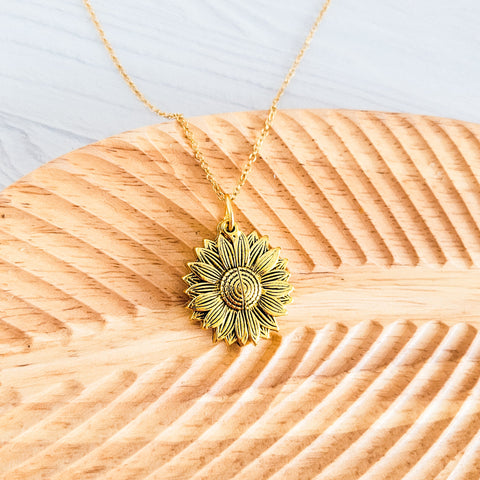 Sunflower Reveal Necklace (Silver or Gold), 1 Total, Metal Blank #153
