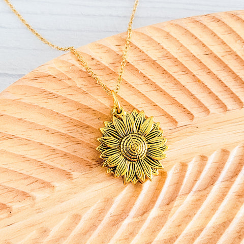 Sunflower Reveal Necklace (Silver or Gold), 1 Total, Metal Blank #153