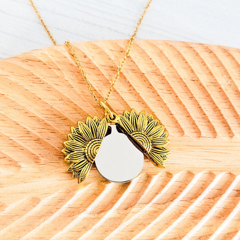 Sunflower Reveal Necklace (Silver or Gold), 1 Total, Metal Blank #153