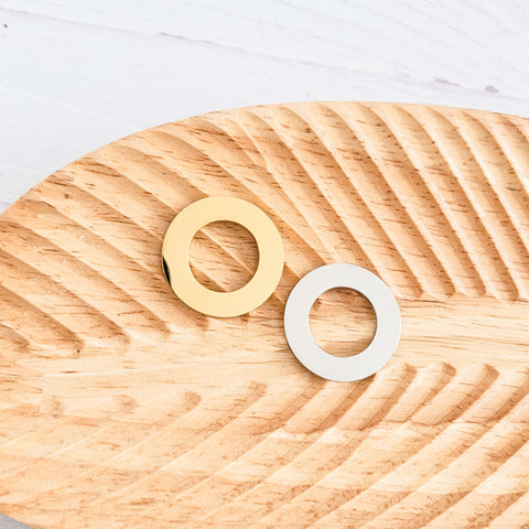 Open Circle Pendants (Silver or Gold), 5 Total Washers, Metal Blank #155