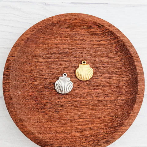 Small Scallop Shell Stainless Steel Charm (Silver or Gold), 10 Pieces, Charm #1