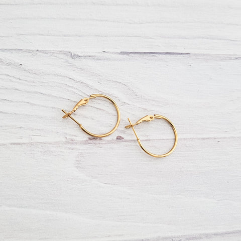 Premium Gold 20mm Leverback Stainless Steel Hoop (1.2mm Wide), 10 Pieces, Hoop #1