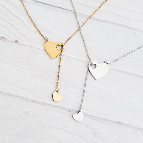 Heartfall Necklace (Silver or Gold), 1 Total, Metal Blank #154