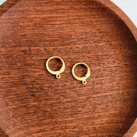 Gold Rounded Leverback Stainless Steel Earring Hook, 20 Pieces, Earring Hook #3