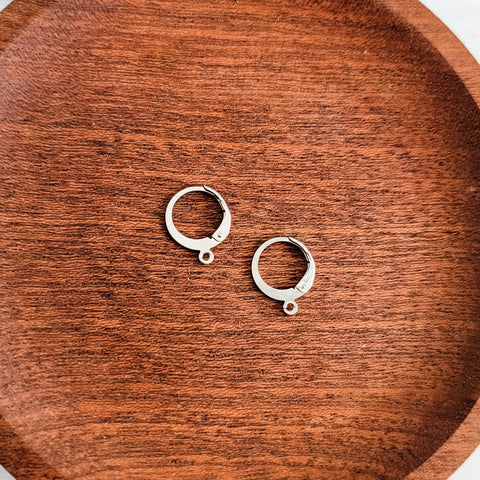 Silver Rounded Leverback Stainless Steel Earring Hook, 20 Pieces, Earring Hook #4