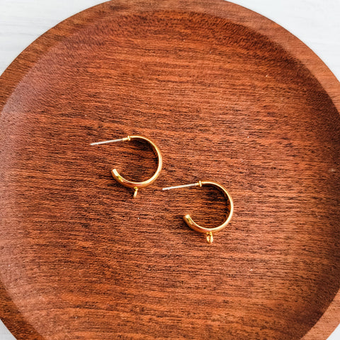 Gold Small Half Hoop with Perpendicular Loop, 10 Pieces, Hoop #7