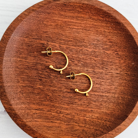Gold Medium Half Hoop with Perpendicular Loop, 10 Pieces, Hoop #3