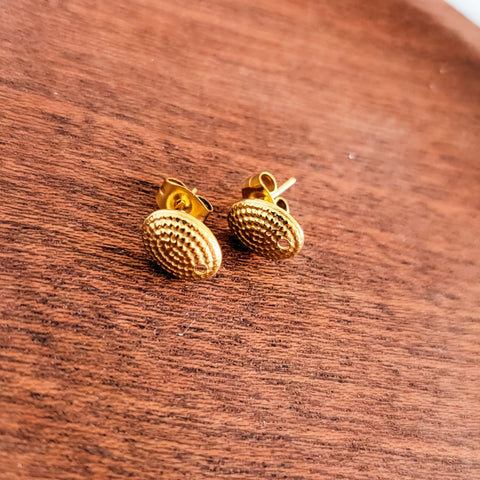 Gold Textured Small Oval Stud Connector, 10 Piece, Stud #3