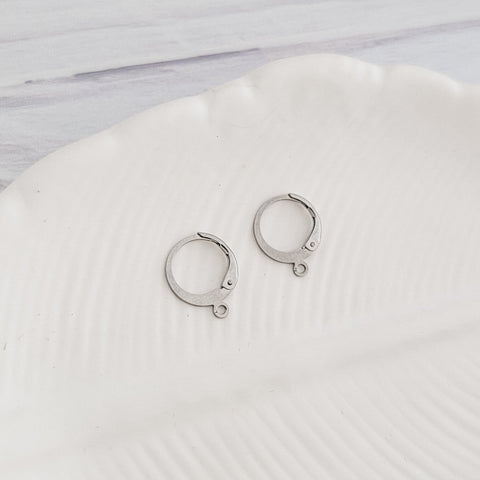 Silver Rounded Leverback Stainless Steel Earring Hook, 20 Pieces, Earring Hook #4