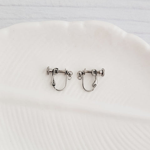 Silver Screw-Back Stainless Steel Clip-Ons, 10 Pieces, Earring Hook #8