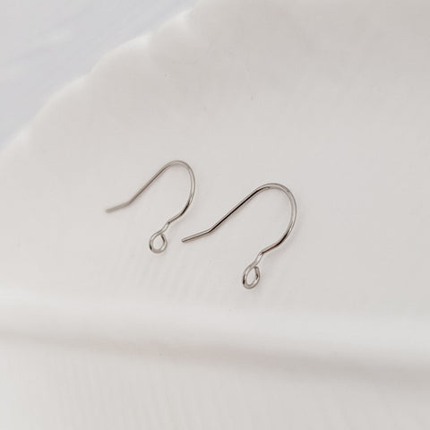 Silver Modern Forward-Facing Stainless Steel Ear Wires, 20 Pieces, Earring Hook #2