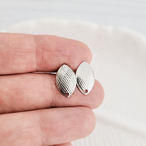 Silver Geometric Marquise Stud Connector, 10 Piece, Stud #2