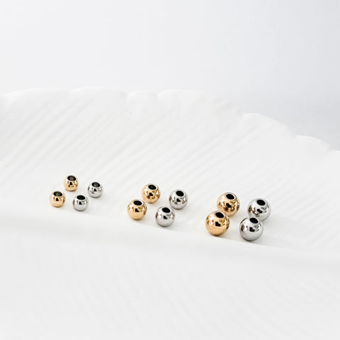 Round Spacer Beads (Silver or Gold, Diameter of 4mm, 5mm, or 6mm), 50 Pieces, Metal Blank #156