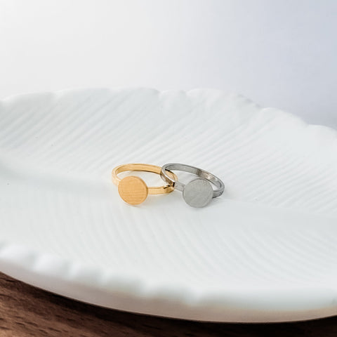 Centered Circle Ring (Silver or Gold, Sizes 6-10), 1 Total, Metal Blank #159