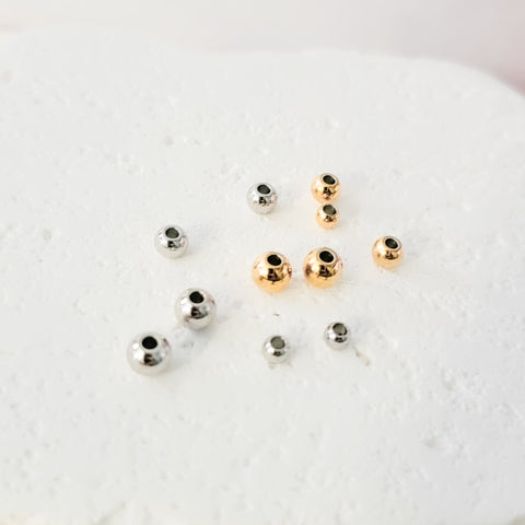 Round Spacer Beads (Silver or Gold, Diameter of 4mm, 5mm, or 6mm), 50 Pieces, Metal Blank #156