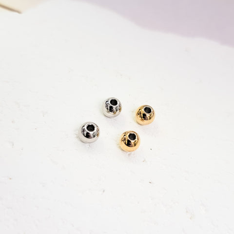 Round Spacer Beads (Silver or Gold, Diameter of 4mm, 5mm, or 6mm), 50 Pieces, Metal Blank #156