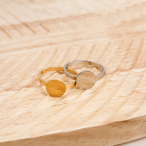Centered Circle Ring (Silver or Gold, Sizes 6-10), 1 Total, Metal Blank #159