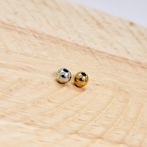 Round Spacer Beads (Silver or Gold, Diameter of 4mm, 5mm, or 6mm), 50 Pieces, Metal Blank #156