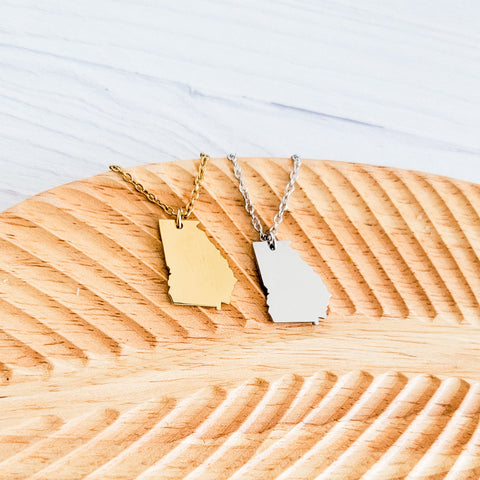 Georgia Pendant Necklace (Silver or Gold), 1 Total, Metal Blank #166