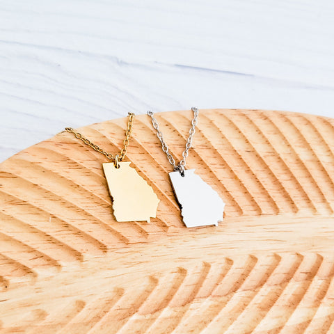 Georgia Pendant Necklace (Silver or Gold), 1 Total, Metal Blank #166