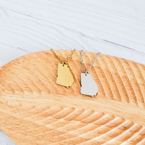 Georgia Pendant Necklace (Silver or Gold), 1 Total, Metal Blank #166