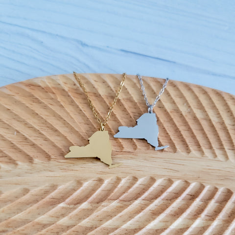 New York Pendant Necklace (Silver or Gold), 1 Total, Metal Blank #168