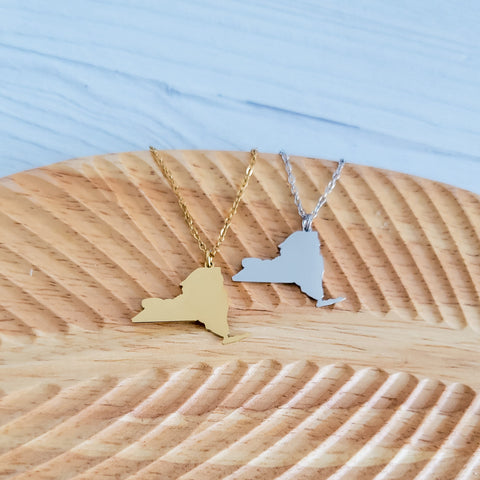 New York Pendant Necklace (Silver or Gold), 1 Total, Metal Blank #168