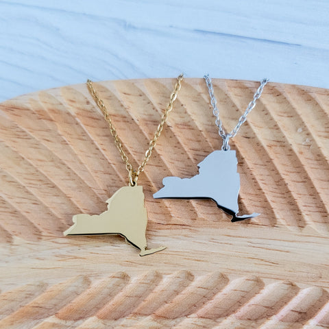 New York Pendant Necklace (Silver or Gold), 1 Total, Metal Blank #168
