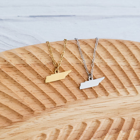 Tennessee Pendant Necklace (Silver or Gold), 1 Total, Metal Blank #163