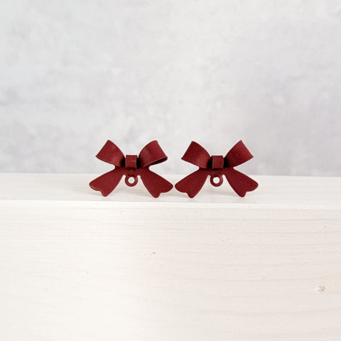 Maroon Stainless Steel Bow Stud Connector, 10 Pieces, Bow #54