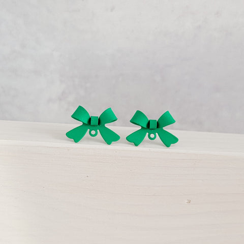 Kelly Green Stainless Steel Bow Stud Connector, 10 Pieces, Bow #53