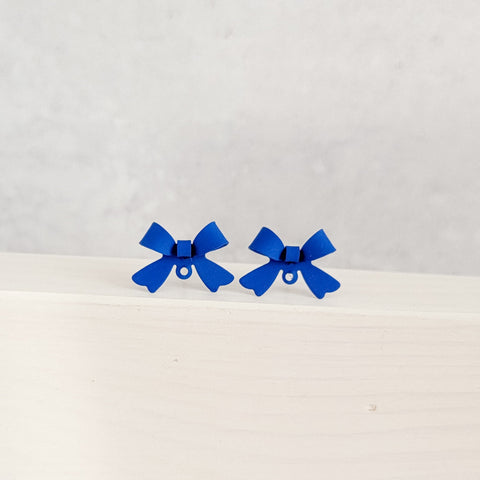 Royal Blue Stainless Steel Bow Stud Connector, 10 Pieces, Bow #56