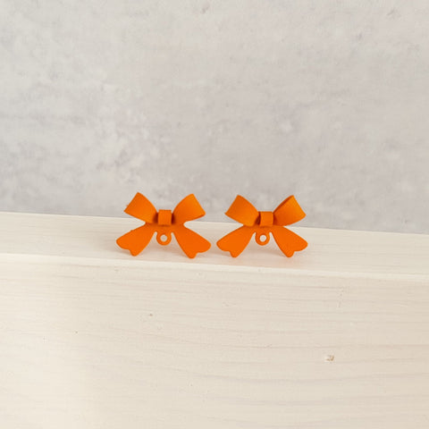 Medium Orange Stainless Steel Bow Stud Connector, 10 Pieces, Bow #52