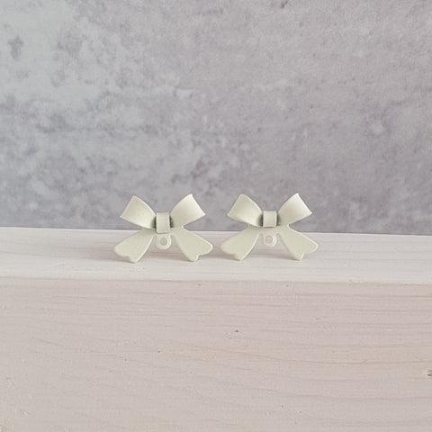 Ivory Stainless Steel Bow Stud Connector, 10 Pieces, Bow #58