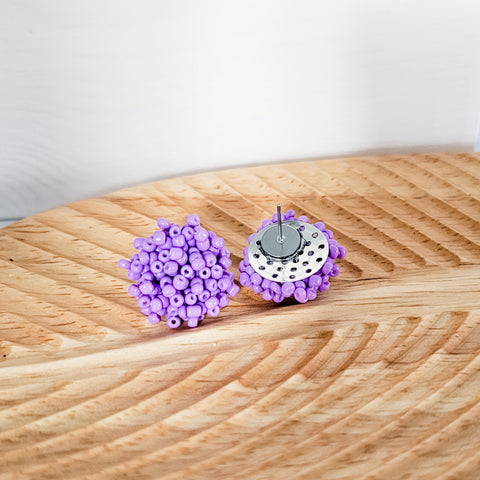 Wisteria Purple 15mm Small Seed Bead Topper, 1 Pair, Seed Bead #10