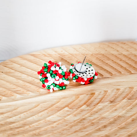 Christmas Mix 15mm Small Seed Bead Topper, 1 Pair, Seed Bead #85