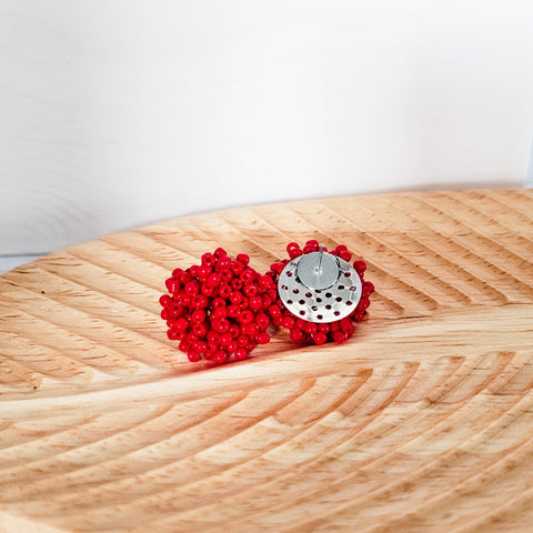 Crimson 15mm Small Seed Bead Topper, 1 Pair, Seed Bead #1
