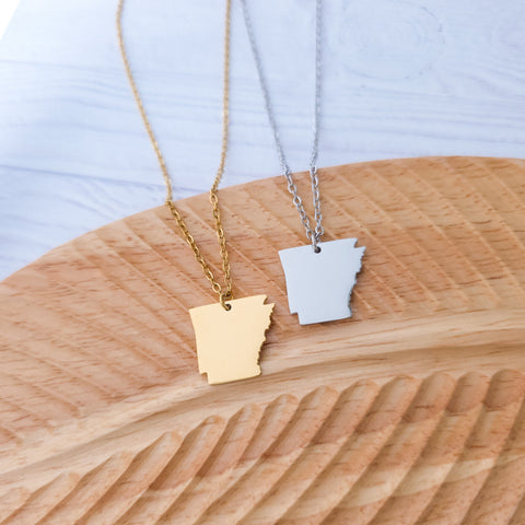 Arkansas Pendant Necklace (Silver or Gold), 1 Total, Metal Blank #191