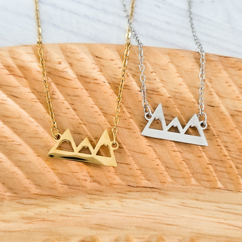 Mountains Pendant Necklace (Silver or Gold), 1 Total, Metal Blank #197