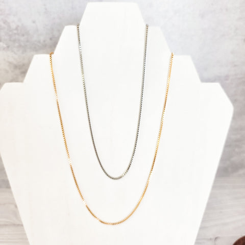 New Premium Men's Full Box Chain Necklace Finding (Silver or Gold Stainless Steel), Pack of 5, Chain #30