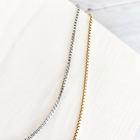 New Premium Women's Full Box Chain Necklace Finding (Silver or Gold Stainless Steel), Pack of 5, Chain #25