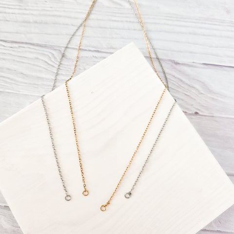 New Premium Split Minimalist Cable Chain Necklace Finding (Silver or Gold Stainless Steel), Pack of 5, Chain #20